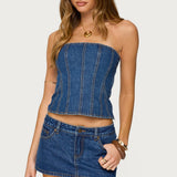 Camelia Strapless Denim Corset