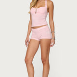 Lovina Textured Striped Micro Shorts