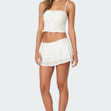 Fluer Ruffled Eyelet Mini Skort
