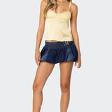 Blanca Satin Effect Lace Trim Tank Top