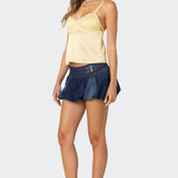 Blanca Satin Effect Lace Trim Tank Top