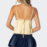 Blanca Satin Effect Lace Trim Tank Top