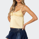 Blanca Satin Effect Lace Trim Tank Top