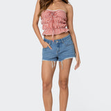 Lanna Gingham Elastic Scrunch Top