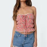 Lanna Gingham Elastic Scrunch Top