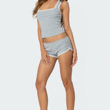 Kadence Ruched Lace Trim Shorts