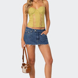 Avena Linen Look Lacey Corset