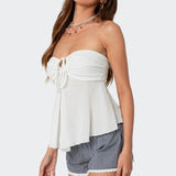 Tadria Drawstring Baby Doll Top