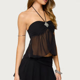 Jettie Sheer Chiffon Split Front Top