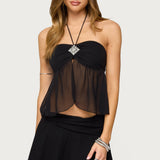 Jettie Sheer Chiffon Split Front Top