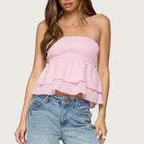 Toria Ruffled Eyelet Strapless Top
