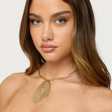 Abstract Pendant Cuff Necklace