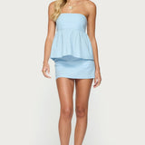 Avalai Linen Look Strapless Babydoll Top