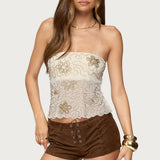 Astra Beaded Sheer Strapless Top