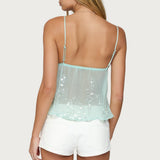 Sequin Sheer Mesh Babydoll Top