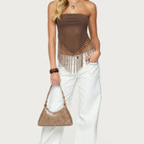 Backless Sheer Mesh Strapless Top