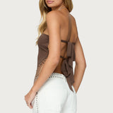 Backless Sheer Mesh Strapless Top