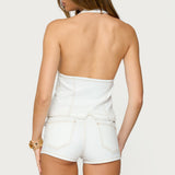 Ciel Split Front Denim Halter Top
