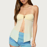 Reeve Split Front Sheer Mesh Top