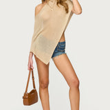 Azalia Asymmetric Knit Poncho