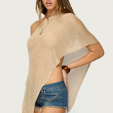 Azalia Asymmetric Knit Poncho