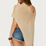 Azalia Asymmetric Knit Poncho