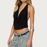 Irina Stud Cowl Neck Halter Top
