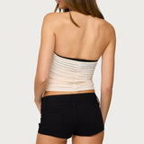 Contrast Bra Ruched Mesh Corset