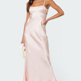 Vienna Open Back Satin Effect Maxi Dress