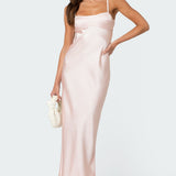 Vienna Open Back Satin Effect Maxi Dress