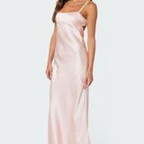 Vienna Open Back Satin Effect Maxi Dress