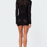 Embroidered Sheer Knit Mini Dress