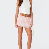 Abrielle Tiered Chiffon Mini Skirt