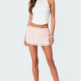 Abrielle Tiered Chiffon Mini Skirt