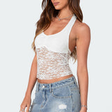 Tia Sheer Lace Halter Top