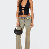 Luma Split Front Backless Halter Top