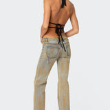 Luma Split Front Backless Halter Top