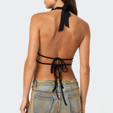 Luma Split Front Backless Halter Top