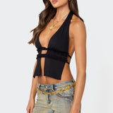 Luma Split Front Backless Halter Top