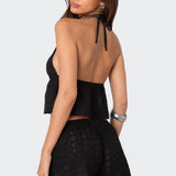 Jael Tie Front Eyelet Halter Top