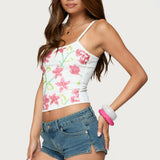 Beaded Floral Embroidered Tank Top