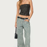 Blanco Studded Grommet Tube Top