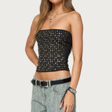 Blanco Studded Grommet Tube Top