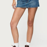 Ziggie Tie Front Denim Mini Skort