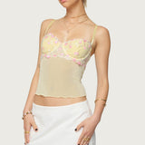 Embroidered Floral Sheer Bra Top
