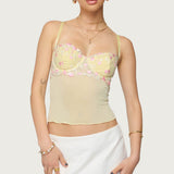 Embroidered Floral Sheer Bra Top