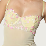 Embroidered Floral Sheer Bra Top