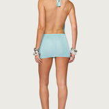 Cowl Neck Backless Knit Mini Dress