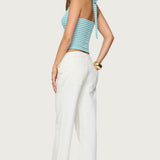 Lovina Textured Striped Halter Top