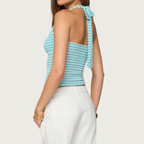 Lovina Textured Striped Halter Top